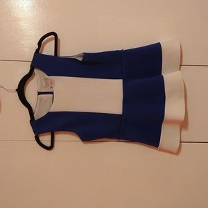 Blush by Us Angels Blue & White Peplum Top